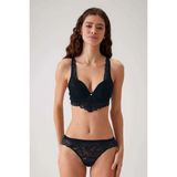 Pierre Cardin 4737 Balenli Soft Pushup Sütyen Külot Takım Siyah - 80B