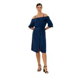 Pierre Cardin 50204427-VR033 Lacivert Dokuma Kadın Elbise