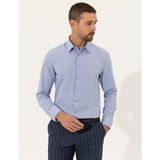 Pierre Cardin 50255245-VR036 Mavi Slim Fit Armürlü Erkek Gömlek
