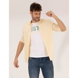 Pierre Cardin 50265119-VR044 Sarı Desenli Erkek Gömlek
