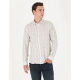 Pierre Cardin 50273552-VR027 Haki Desenli Erkek Gömlek