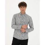 Pierre Cardin 50274089-VR024 Gri Desenli Erkek Gömlek