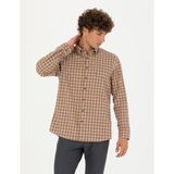 Pierre Cardin 50274597-VR029 Kahverengi Desenli Erkek Gömlek