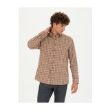 Pierre Cardin 50274597-VR029 Kahverengi Desenli Erkek Gömlek