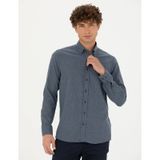 Pierre Cardin 50275625-VR032 Koyu Mavi Desenli Erkek Gömlek