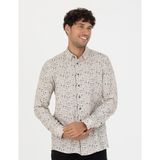Pierre Cardin 50276009-VR011 Bej Desenli Erkek Gömlek