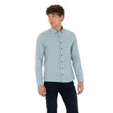 Pierre Cardin 50276025-VR059 Açık Lacivert Desenli Erkek Gömlek