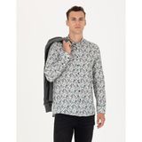 Pierre Cardin 50276458-VR152 Koyu Mint Desenli Erkek Gömlek