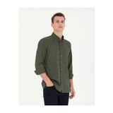 Pierre Cardin 50276553-VR027 Haki Desenli Erkek Gömlek