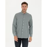 Pierre Cardin 50277737-VR027 Haki Desenli Erkek Gömlek