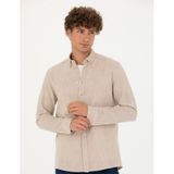 Pierre Cardin 50278180-VR011 Bej Desenli Erkek Gömlek