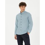 Pierre Cardin 50278869-VR152 Koyu Mint Desenli Erkek Gömlek