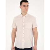 Pierre Cardin 50284166-VR011 Bej Kısa Kollu Erkek Gömlek