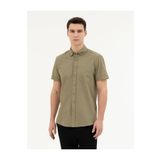 Pierre Cardin 50284166-VR027 Haki Kısa Kollu Erkek Gömlek