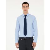 Pierre Cardin 50285562-VR036 Mavi Slim Fit Uzun Kollu Basic Erkek Gömlek