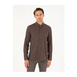 Pierre Cardin 50292248-VR029 Kahverengi Slim Fit Uzun Kollu Erkek Gömlek