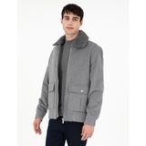 Pierre Cardin 50293328-VR024 Gri Yün Karışımlı Regular Fit Kaşe Erkek Mont