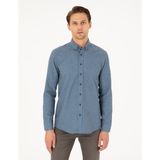 Pierre Cardin 50293756-VR036 Mavi Slim Fit Uzun Kollu Erkek Gömlek