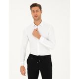 Pierre Cardin 50294742-VR013 Beyaz Armürlü Slim Fit Uzun Kollu Erkek Gömlek