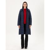 Pierre Cardin 50297299-VR033 Lacivert Kapüşonlu Kapitone Uzun Kadın Mont