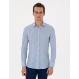 Pierre Cardin 50303897-VR036 Mavi Likralı Slim Fit Uzun Kollu Erkek Gömlek