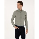 Pierre Cardin 50316768-VR054 Yeşil Slim Fit Dokulu Uzun Kollu Erkek Gömlek