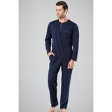 Pierre Cardin 5454 Erkek Uzun Kollu Pijama Takımı, Lacivert, S Beden