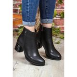 Pierre Cardin 55158 Siyah Cilt Fermuarlı Sıcak Astar Kalın Topuklu Kadın Bot