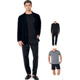 Pierre Cardin 5640 Erkek Triko Sabahlıklı 5'li Pijama Takım-Siyah