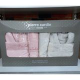 Pierre Cardin 6 Parca Jakarli Aile Bornoz Seti-Logo Soft Decorose A.bej