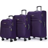 Pierre Cardin 6000 3'lü Set Ultra Light Hafif Lüx Kumaş Tekerlekli Valiz - Mor