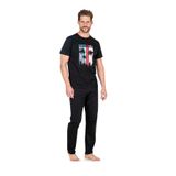 Pierre Cardin 6041 Erkek Kısa Kollu Penye Pijama Takımı, Siyah, XL