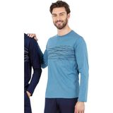 Pierre Cardin 6061 Erkek Uzun Kollu Bisiklet Yaka Pijama Takımı-Mavi