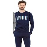 Pierre Cardin 6071 Erkek Lacivert Uzun Kollu Yuvarlak Yakalı Pijama Takım