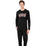 Pierre Cardin 6071 Erkek Siyah Uzun Kollu Yuvarlak Yakalı Pijama Takım