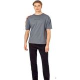 Pierre Cardin 6086 Erkek Kısa Kollu Bisiklet Yaka Oversize Pijama Takım-Koyugri - Koyu Gri - XL