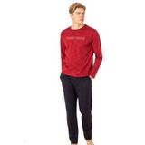 PIERRE CARDIN 6093 Erkek Bordo Uzun Kollu Bisiklet Yaka Pijama Takımı-BORDO-2XL