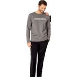 Pierre Cardin 6093 Erkek Uzun Kollu Bisiklet Yaka Pijama Takımı-Gri - Gri Melanj - 2XL