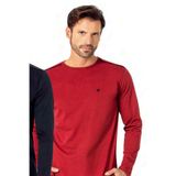 PIERRE CARDIN 6100 Erkek Uzun Kollu Bisiklet Yaka Pijama Takımı-Bordo-BORDO-L
