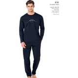 Pierre Cardin 6101 Erkek Uzun Kollu Bisiklet Yaka Pijama Takımı-Lacivert - 2XL