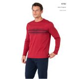 PIERRE CARDIN 6102 Erkek Bordo Uzun Kollu Bisiklet Yaka Pijama Takımı-BORDO-S