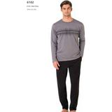 Pierre Cardin 6102 Erkek Uzun Kollu Bisiklet Yaka Pijama Takımı-Gri - Gri Melanj - XL