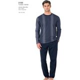 Pierre Cardin 6105 Erkek Uzun Kollu Bisiklet Yaka Pijama Takımı-Lacivert - 2XL