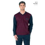 Pierre Cardin 6110 Erkek Uzun Kollu V Yaka Pijama Takımı, Bordo, S Beden