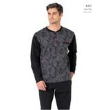 Pierre Cardin 6111 Erkek Uzun Kollu Yakası Düğmeli Pijama Takımı, Siyah, S Beden
