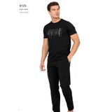 Pierre Cardin 6125 Erkek Kısa Kollu Bisiklet Yaka Pijama Takımı, Siyah, L Beden