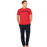 Pierre Cardin 6128 Erkek Kısa Kollu Bisiklet Yaka Pijama Takımı, Kırmızı, S Beden