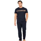 Pierre Cardin 6128 Erkek Kısa Kollu Bisiklet Yaka Pijama Takımı, Lacivert, M Beden
