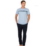 Pierre Cardin 6128 Erkek Kısa Kollu Bisiklet Yaka Pijama Takımı, Mavi, M Beden