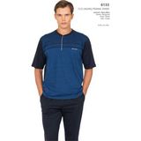 Pierre Cardin 6133 Erkek Kısa Kollu Yakası Düğmeli 3'lü Jakarlı Pijama Takımı-Lacivert - XL